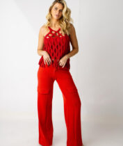 Calça de Tricô Cargo Red