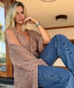 Cardigan de Crochê Castanho Bruna - Imagem 3