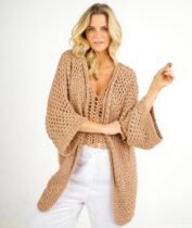 Cardigan de Crochê Castanho Bruna