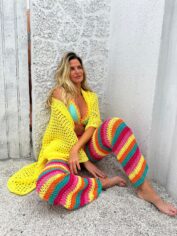 Kimono em Crochê Amarelo